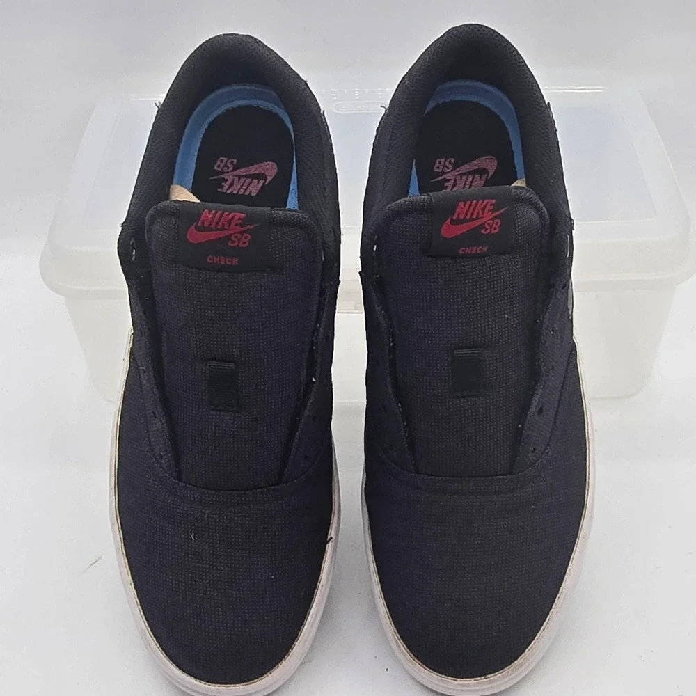 Nike SB Check Solarsoft Shoes Mens Size 8 Black Canvas Skateboarding Sneakers